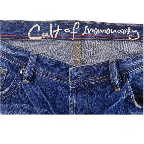 CULT OF INDIVIDUALITY JEANS Trysten Bootcut Button Fly Distressed W36 L34 - Picture 7 of 11